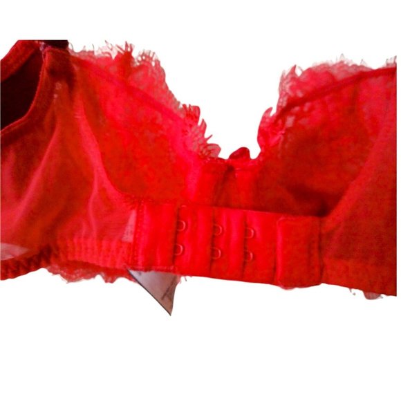 Victorias Secret Womens Dream Angels Red Sheer Lace Underwire Sheer Half Bra 32C - Picture 7 of 12